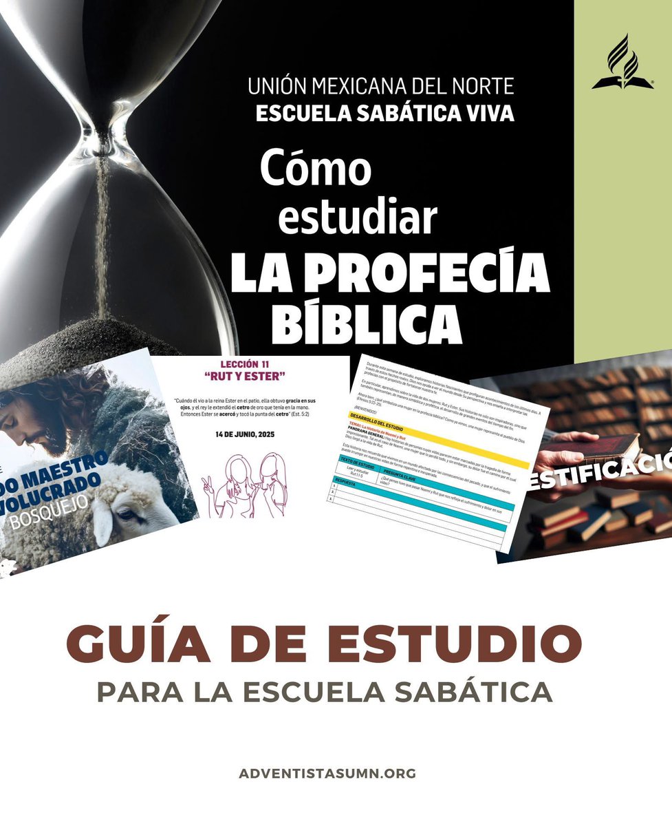 📘🧑‍🏫 Guía de estudio de la lección 11 de la #EscuelaSabática con bosquejo del maestro, hoja de trabajo del alumno, presentación en PPT y presentación en PDF.
Accede a ellos en adventistasumn.org/downloads/guia…
#LESAsd #LESAdv