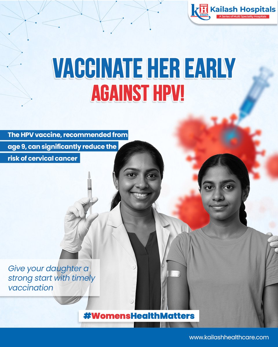 KailashHealth's tweet image. A vaccine to prevent cancer? Yes.

The #HPV vaccine is a crucial shield, offering significant protection against cervical cancer later in life. Give your daughter a strong, healthy start. Protect her early.

#WomensHealthMatters #HPVvaccine #CervicalCancer #VaccinesSaveLives