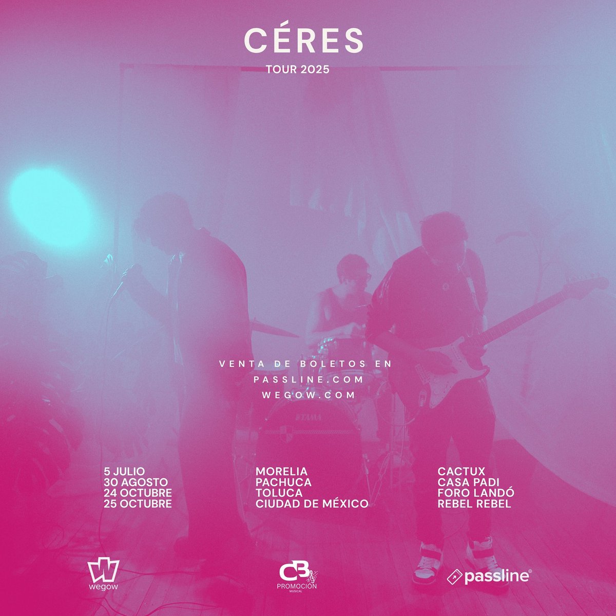 CeresMx's tweet photo. CÉRES TOUR 2025❤️‍🔥Con mucha alegría y emoción anunciamos está primera ronda de fechas disponibles, primer link de boletaje para Morelia y Ciudad de México a través de https://t.co/EHWXUhzWjK https://t.co/a69cDgmISh