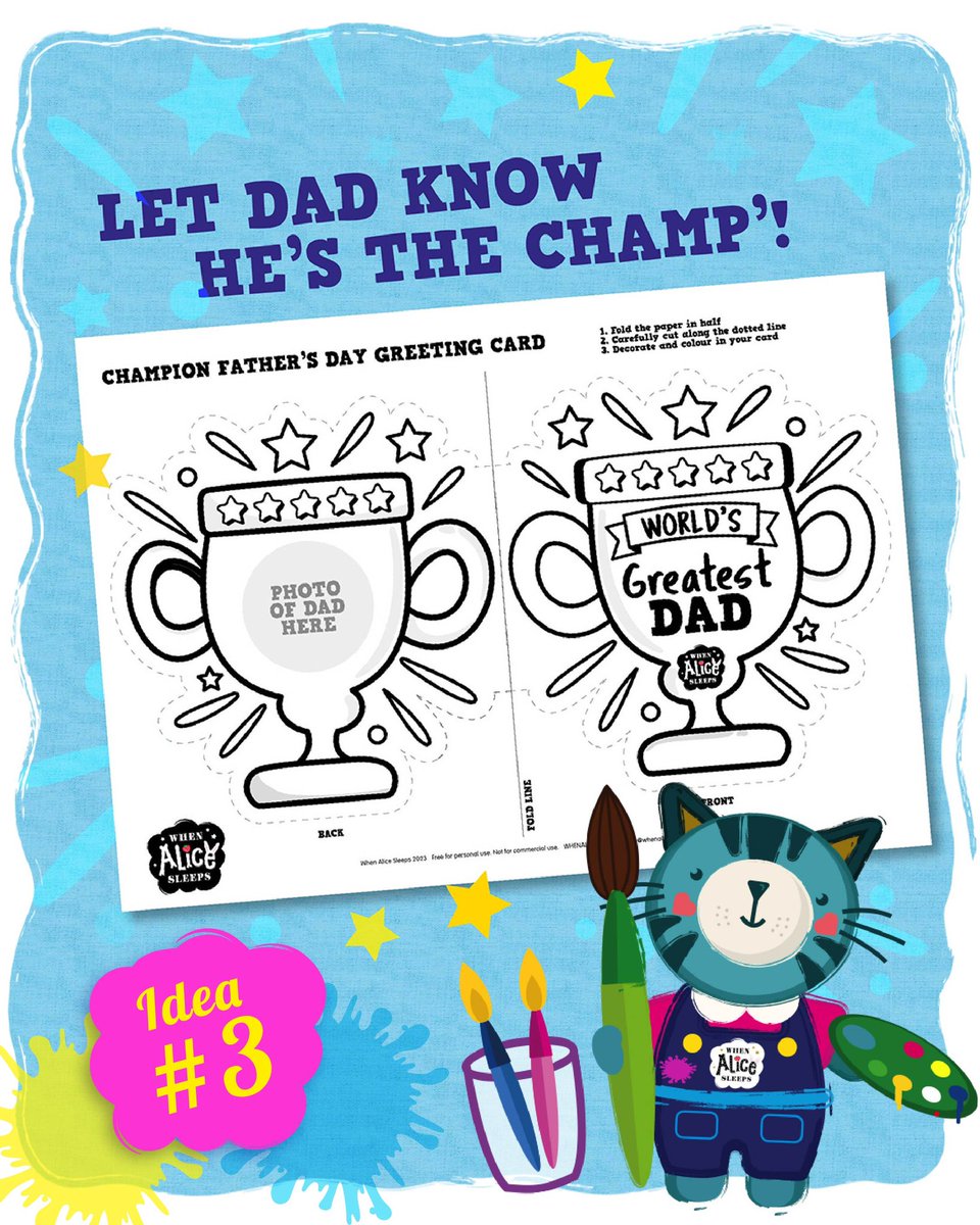 Father’s Day this Sunday ~ don’t forget! 🤎

If you still haven’t got the big man a card, don’t worry kids! We’ve got your back 🙌🥰

Hop over to our website now - sign up to our Big Dreamer’s Club and we’ll email across our cute printable card template:
whenalicesleeps.com/bigdreamers
