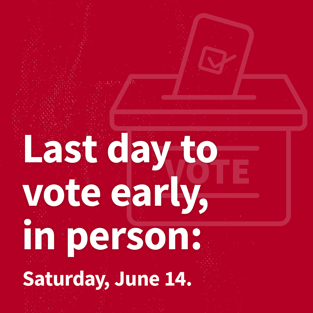 Sat., June 14 is the last day to vote early in person in the June Primary. Vote at your registrar’s office or another early voting location. Visit Vote.Virginia.gov to find the addresses and hours for early voting. #VaElections2025 #VAisForVoters #EveryElectionCounts