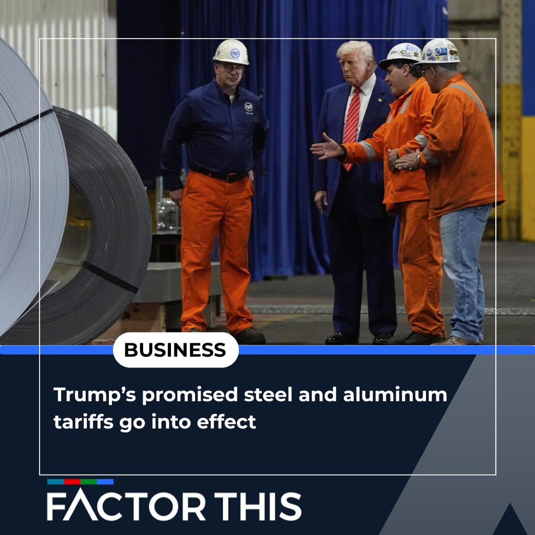 FactorThisMedia's tweet photo. The Trump administration’s steel and aluminum tariffs are now in effect, aiming to boost U.S. manufacturing but raising concerns across the energy sector.
🔗https://t.co/Hu8VciRA9H
#SteelTariffs #AluminumTariffs #TradePolicy #EnergyInfrastructure #RenewableEnergy https://t.co/xNFWXearUO