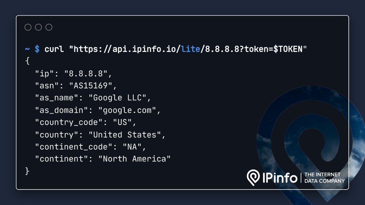 Free IP data. Zero rate limits.

Query any IP -  unlimited, accurate, and ready to scale.

Just drop in your token and go.
