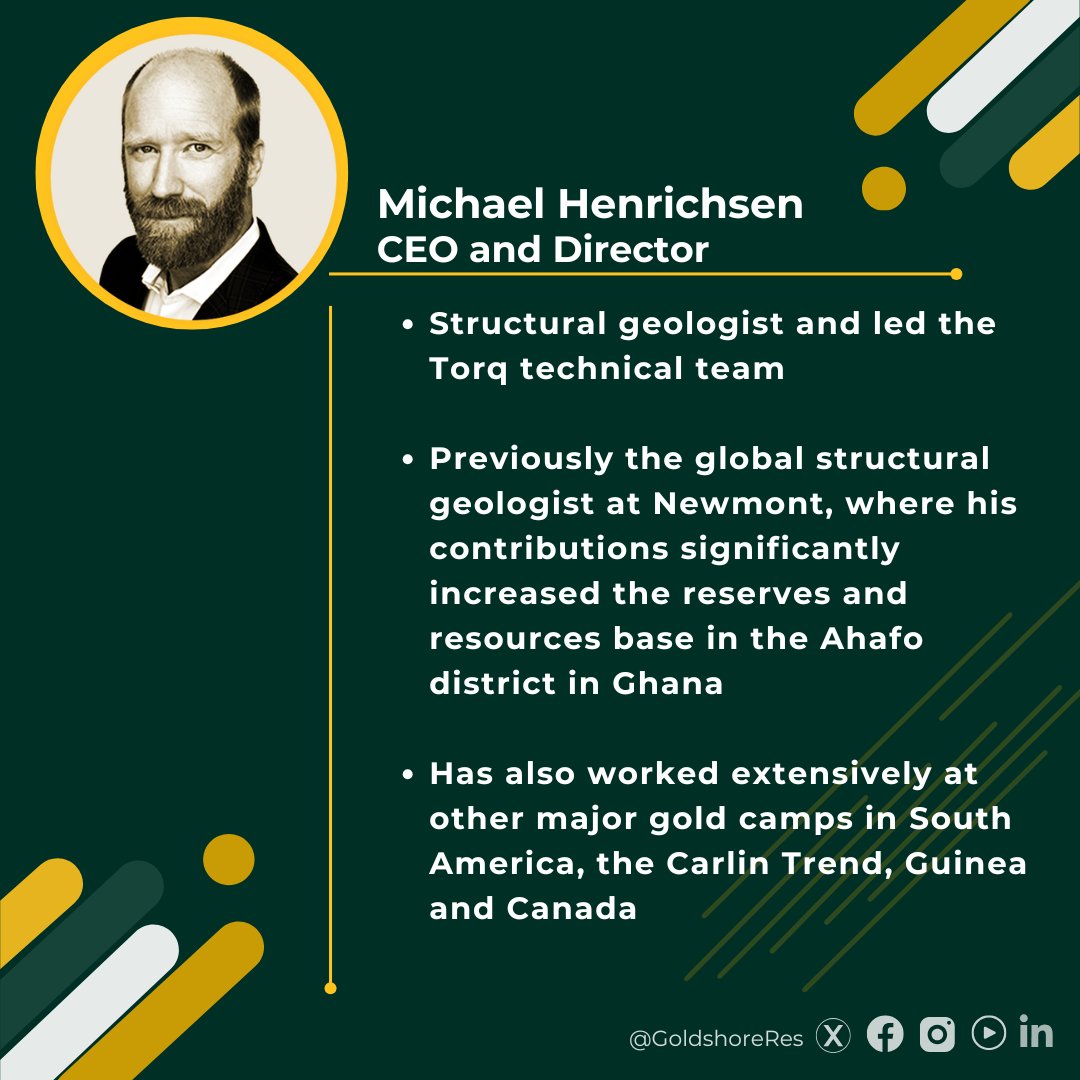 Putting the spotlight back on Michael Henrichsen, CEO and Director. A globally experienced structural geologist, Michael has driven key milestones over the past year at Goldshore:

• Updated MRE: 1.535M oz (Ind), 5.198M oz (Inf)
• Completed 20,000m drill program
• Refined