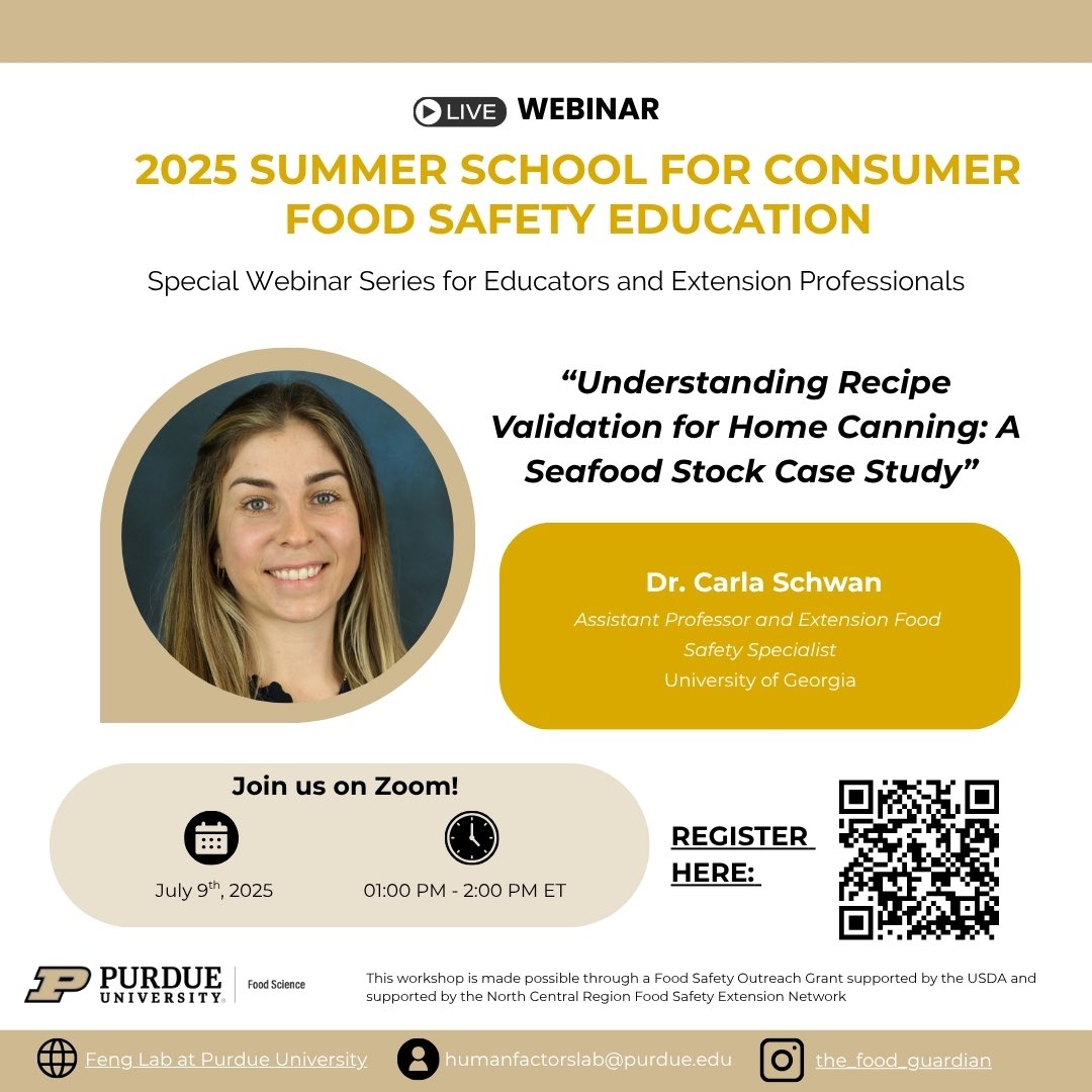 FengsLab1's tweet photo. We are delighted to announce our 5th Consumer Food Safety Education Webinar Series. This webinar series is 100% free and open to anyone who is interested. 

Register today: https://t.co/e5d8bKDdeO https://t.co/GHxflus7Of