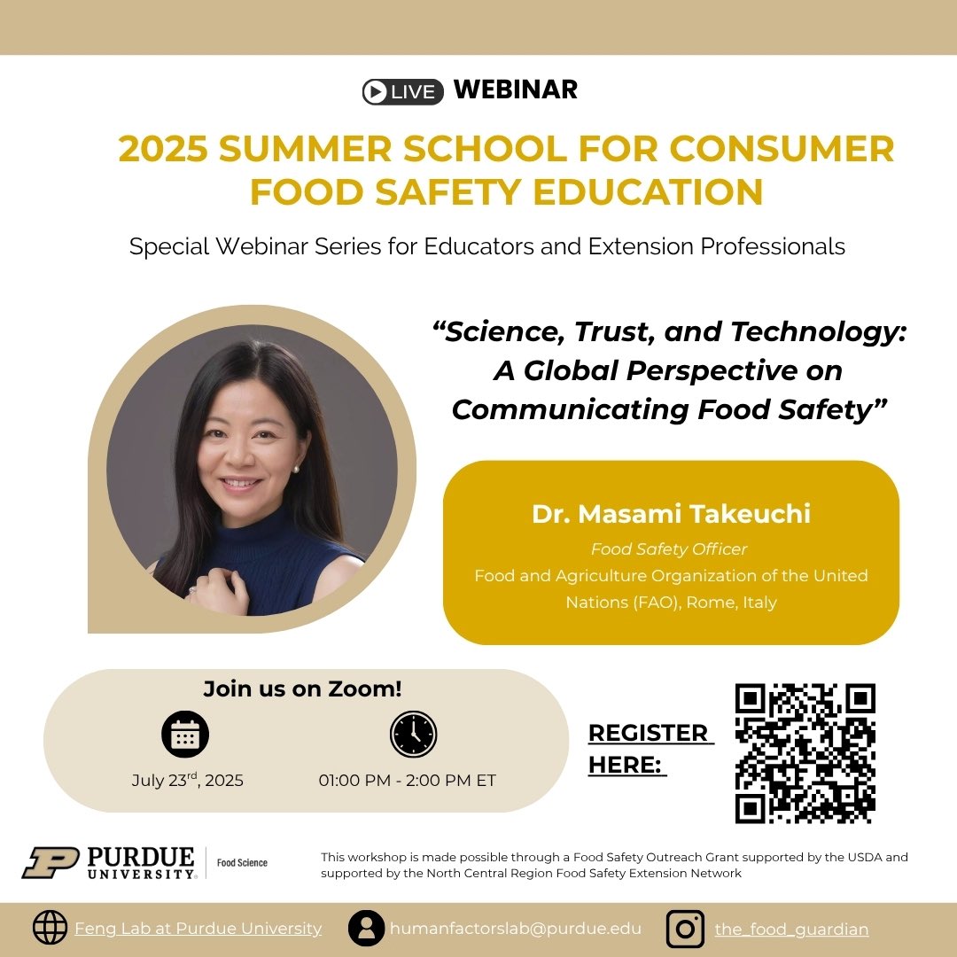 FengsLab1's tweet photo. We are delighted to announce our 5th Consumer Food Safety Education Webinar Series. This webinar series is 100% free and open to anyone who is interested. 

Register today: https://t.co/e5d8bKDdeO https://t.co/GHxflus7Of