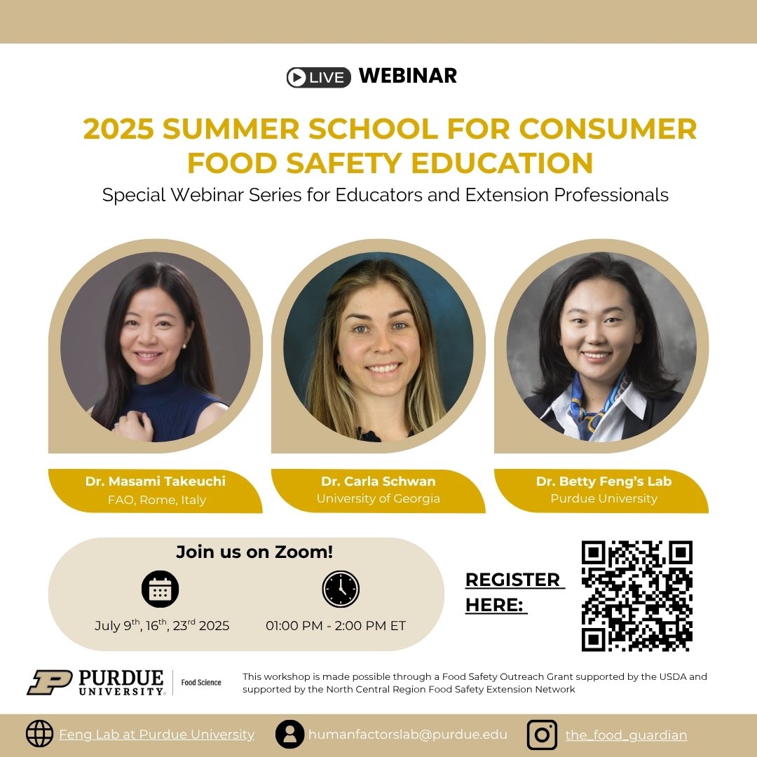 FengsLab1's tweet photo. We are delighted to announce our 5th Consumer Food Safety Education Webinar Series. This webinar series is 100% free and open to anyone who is interested. 

Register today: https://t.co/e5d8bKDdeO https://t.co/GHxflus7Of