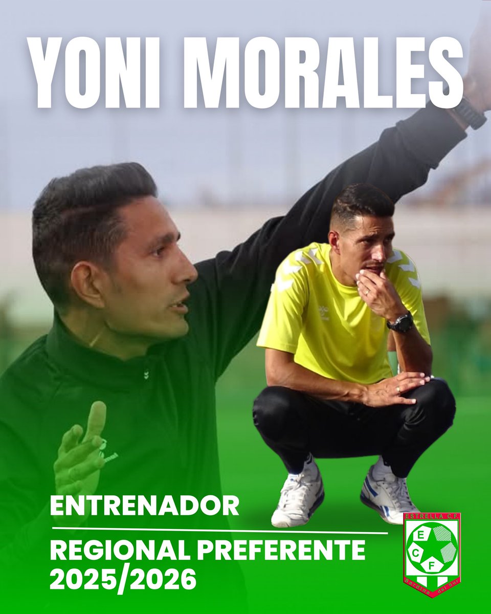La base del nuevo proyecto ya está definida.
Yoni Morales será el encargado de liderar al Estrella C.F. en la temporada 25/26

Trabajo, humildad y compromiso desde el primer día.
El objetivo es claro:
Trabajar con ilusión para volver a donde merecemos estar.

#IntentemosElRetorno