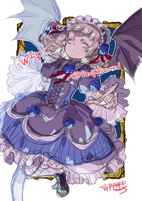 ゴスロリヴァンパイアというド王道キャラを描きたい魔王のラフができるまで