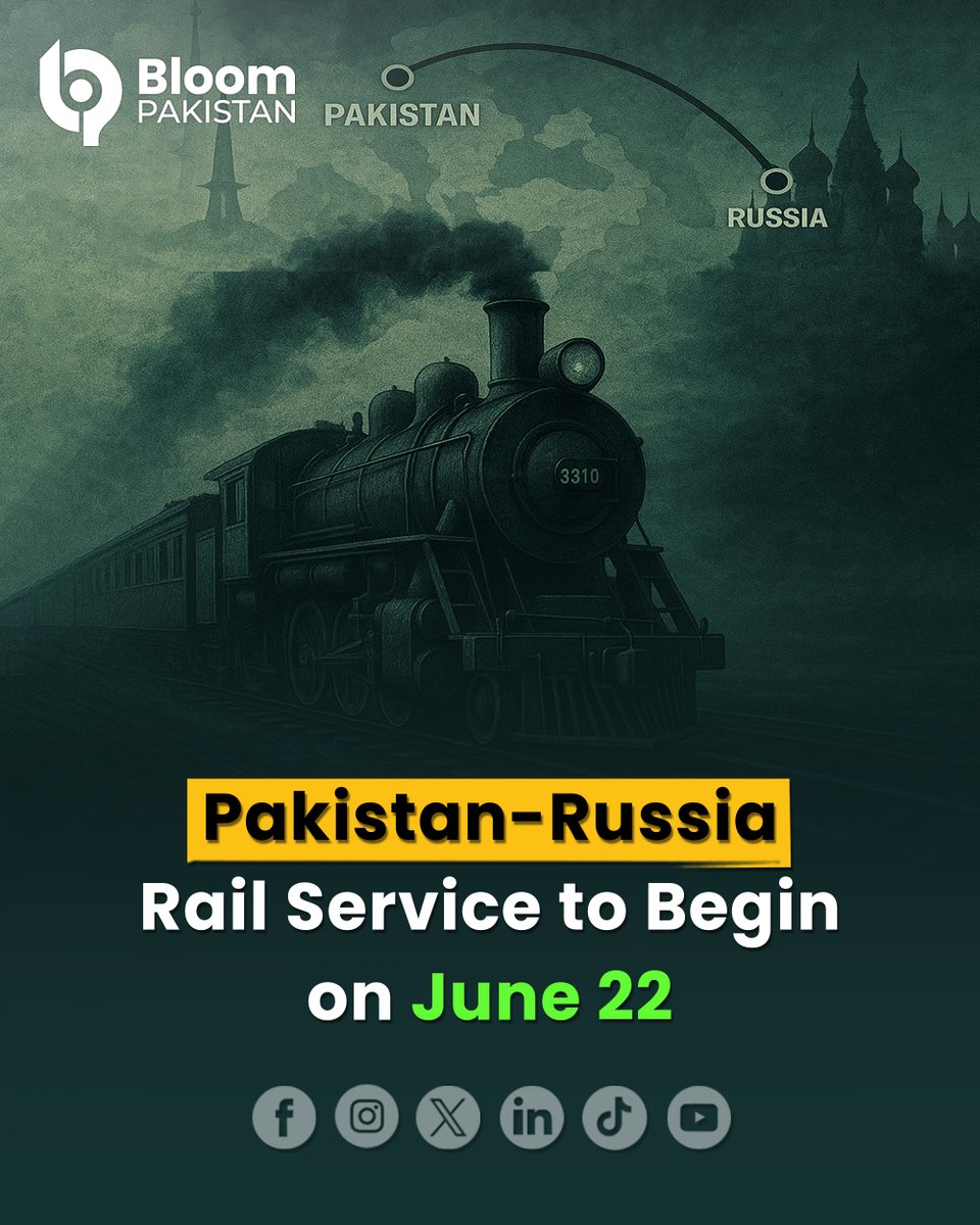 bloom_pakistan's tweet image. The train will travel over 2,000 kilometers within Pakistan to the Taftan crossing, then switch trains in Zahedan, Iran.

#BloomPakistan @GovtofPakistan @GovernmentRF   #PakistanRussia #RailService #June22Launch #TradeRoute #Connectivity #EconomicCorridor

Read More: