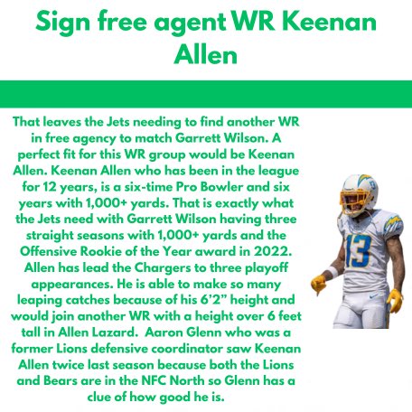 TSceurman47791's tweet photo. Here is one move I think the @nyjets need to make this offseason. #nyjets #jets #newyorkjets #takeflight✈️ #aaronglenn #keenanallen #nfl #nationalfootballleague #gothamcity #ganggreen #talkingwithtyler #tylersceurman #twt #podcast #graphic #ag #wr #metlifestadium https://t.co/rTWPFKBq0T