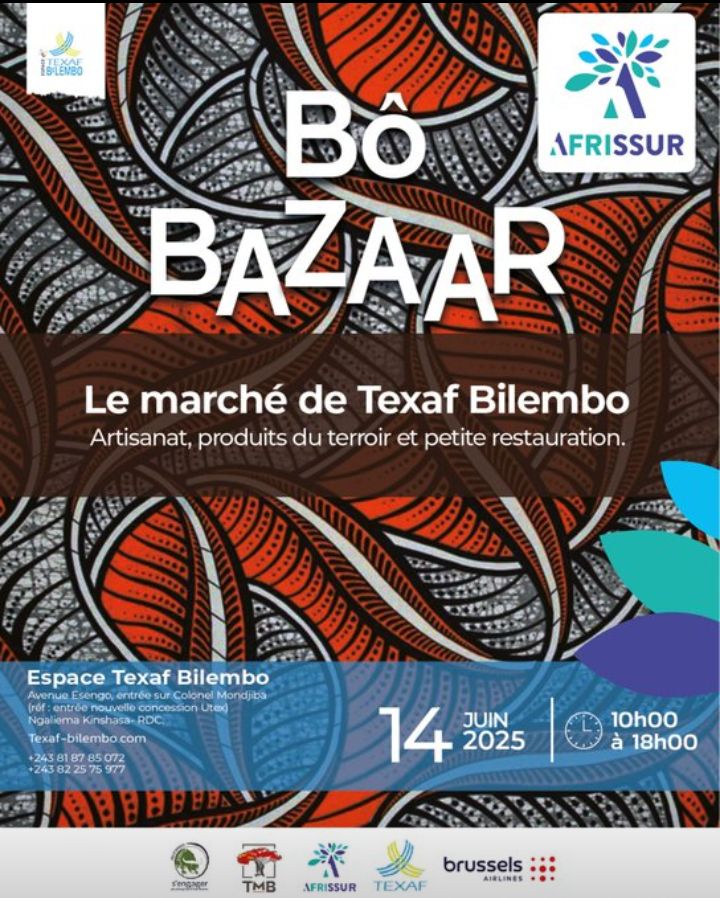 Wappi_Events's tweet photo. Bô Bazaar t’ouvre ses portes ce 14 juin à Texaf Bilembo.
Artisans, produits du terroir, expos, bouffe et ambiance Kin comme on l’aime.
10h–18h, c’est gratuit. Ramène ton flow.
#BoBazaar #Kinshasa #WAPPI #TexafBilembo #afrissur https://t.co/Uln09YZ0OT