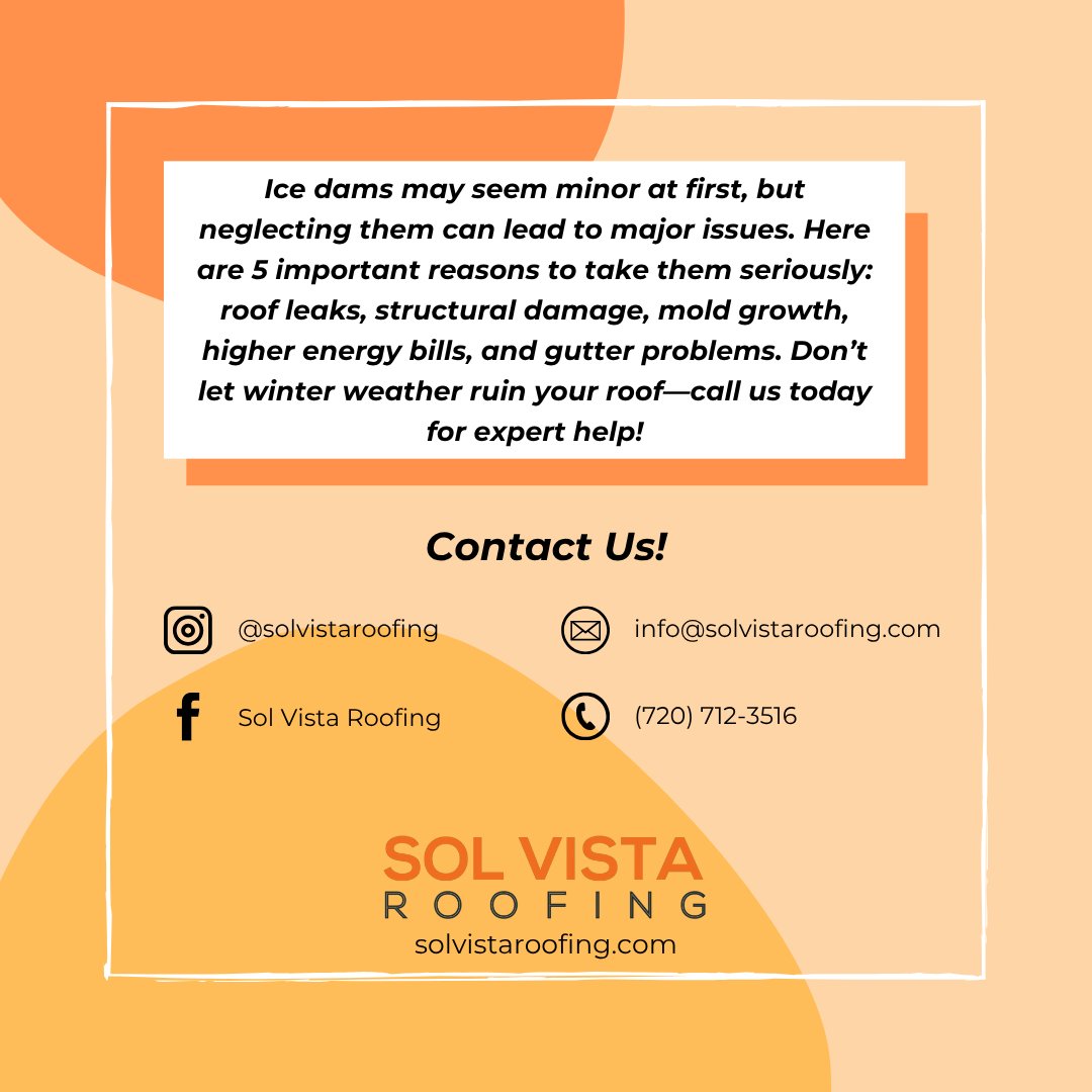 solvistaroofing's tweet image. Ice dams may seem harmless, but ignoring them can lead to roof leaks, damaged insulation, mold growth, gutter problems, and higher energy bills—trust your local roofing company to prevent costly winter damage.
#DenverRoofRepair #IceDams #DenverRoofers #WinterRoofing