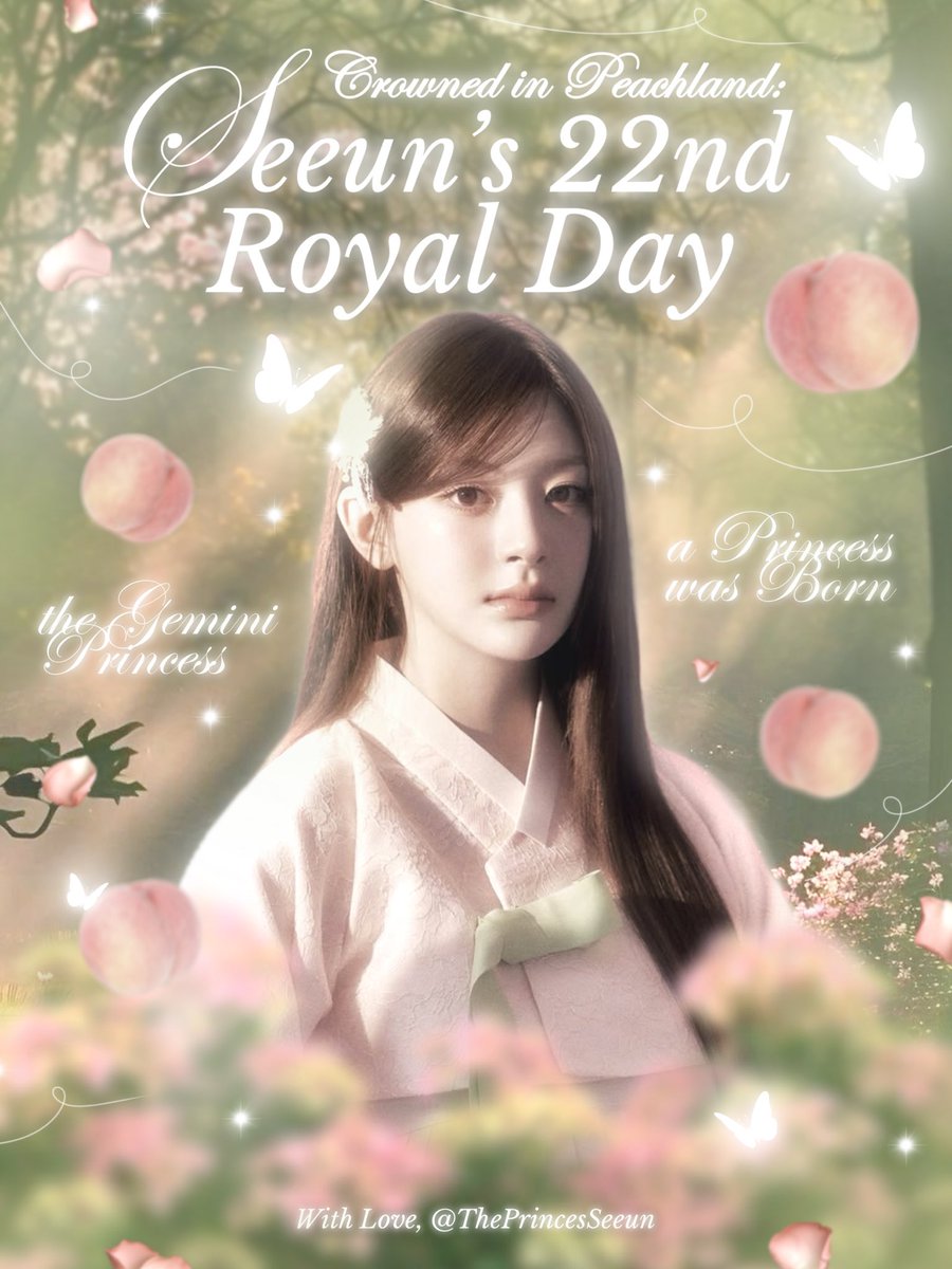 ⠀
꒰ 👑🍑 ꒱ Today, Princess Seeun is graced in the majesty of youth as she knots 𝑪𝒓𝒐𝒘𝒏𝒆𝒅 𝒊𝒏 𝑷𝒆𝒂𝒄𝒉𝒍𝒂𝒏𝒅: 𝑺𝒆𝒆𝒖𝒏’𝒔 𝟐𝟐𝒏𝒅 𝑹𝒐𝒚𝒂𝒍 𝑫𝒂𝒚. She steps like a blossoming verse and kissed by the glimmers of royalty along her reign ꣑९ ๋࣭⭑
⠀