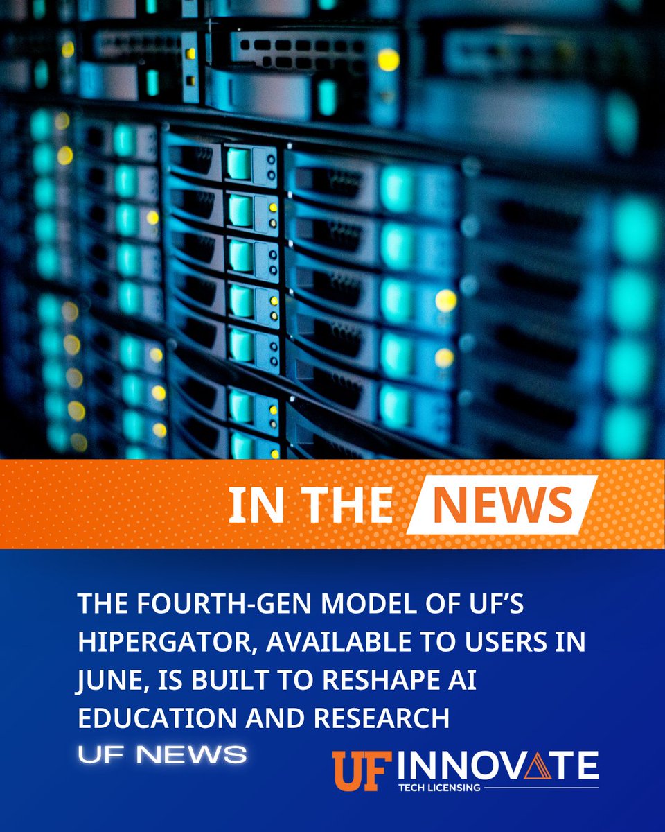 💻 <a href="/UF/">FLORIDA</a> is launching HiPerGator 4th Gen, the first university supercomputer with <a href="/nvidia/">NVIDIA</a>’s DGX B200 SuperPOD. With faster AI training and broader access, it drives research in science, health, and more — cementing UF’s leadership in AI.

🔗: innovate.research.ufl.edu/2025/05/29/the…
