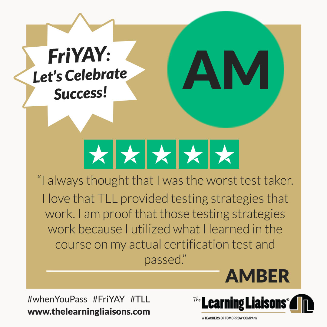 “I am the worst test taker and passed.”

Congratulations, Amber! #whenYouPass

#TLL #FriYAY #FTCE #TExES #Praxis #MTTC #PraxisCore #CBEST #Pearson #FELE #PACT #teacherCertification