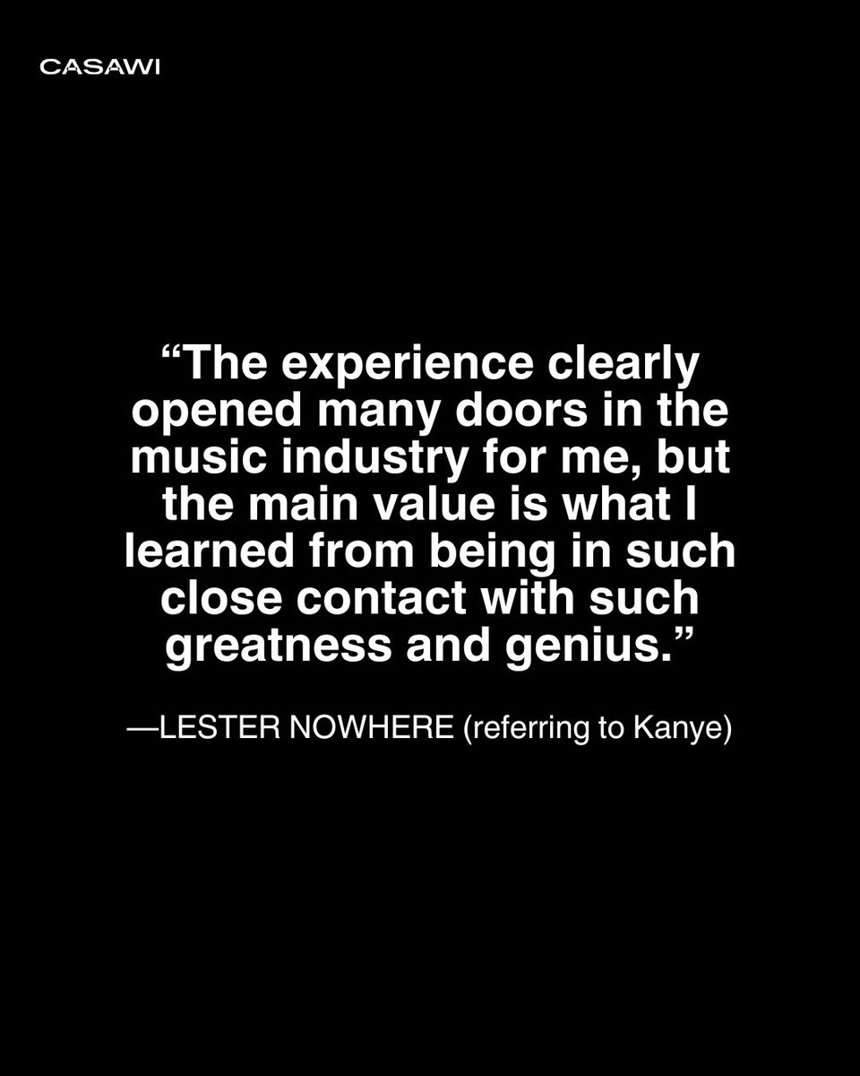 casawi_magazine's tweet image. Italian producer @lesternowhere discusses his journey from Prato to working with Kanye West on Vultures albums and shaping contemporary rap sound.

Discover our full conversation on ++casawi.eu++
