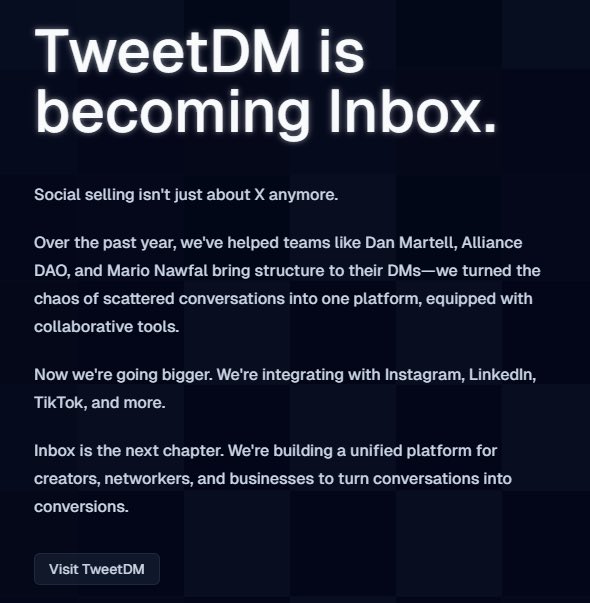 DegenPrinter's tweet photo. @game_for_one @InboxApp_ (recently #tweetdm)
Just integrated Instagram, Linkedin and Tiktok.
@alliancedao interview today too.
This is a strong cook if patient. https://t.co/2uhm5fThBy