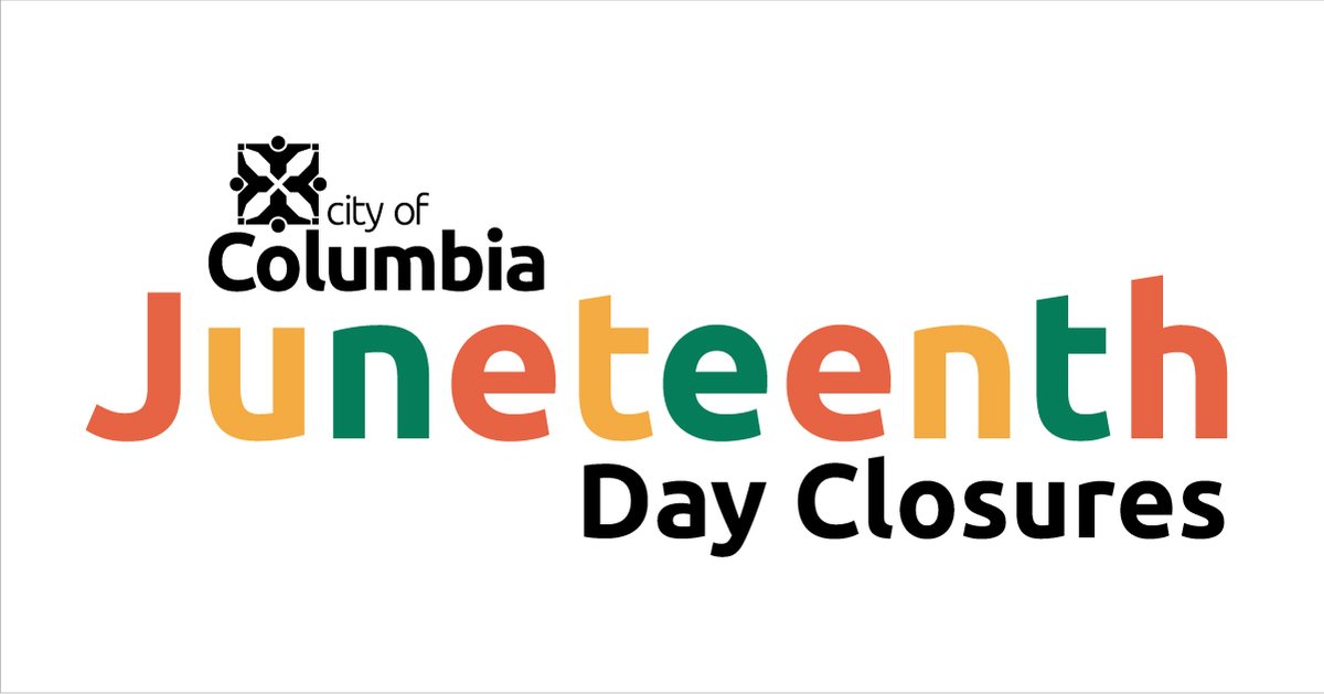 📅 City Offices Closed Thursday, June 19 for Juneteenth

City of Columbia offices will be closed Thursday, June 19 in observance of Juneteenth.

👉 Full details visit: ow.ly/O2Wv50W8CKa

#Juneteenth #ColumbiaMO #CityClosures #PublicNotice #WeAreCoMo