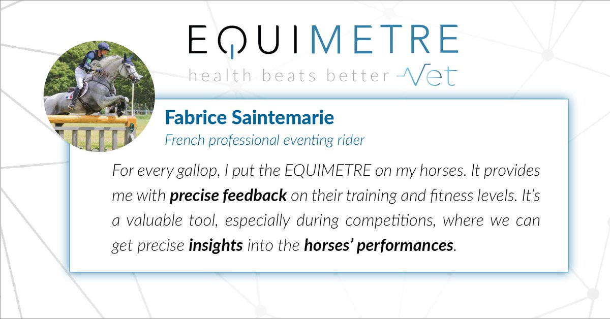[EQUIMETRE VET - FABRICE SAINTEMARIE] 🎤

The rider shares EQUIMETRE's vital role in preparing his horses for competitions, particularly the precise feedback on training and fitness, helping optimize performance and well-being.

#arioneo #equimetrevet