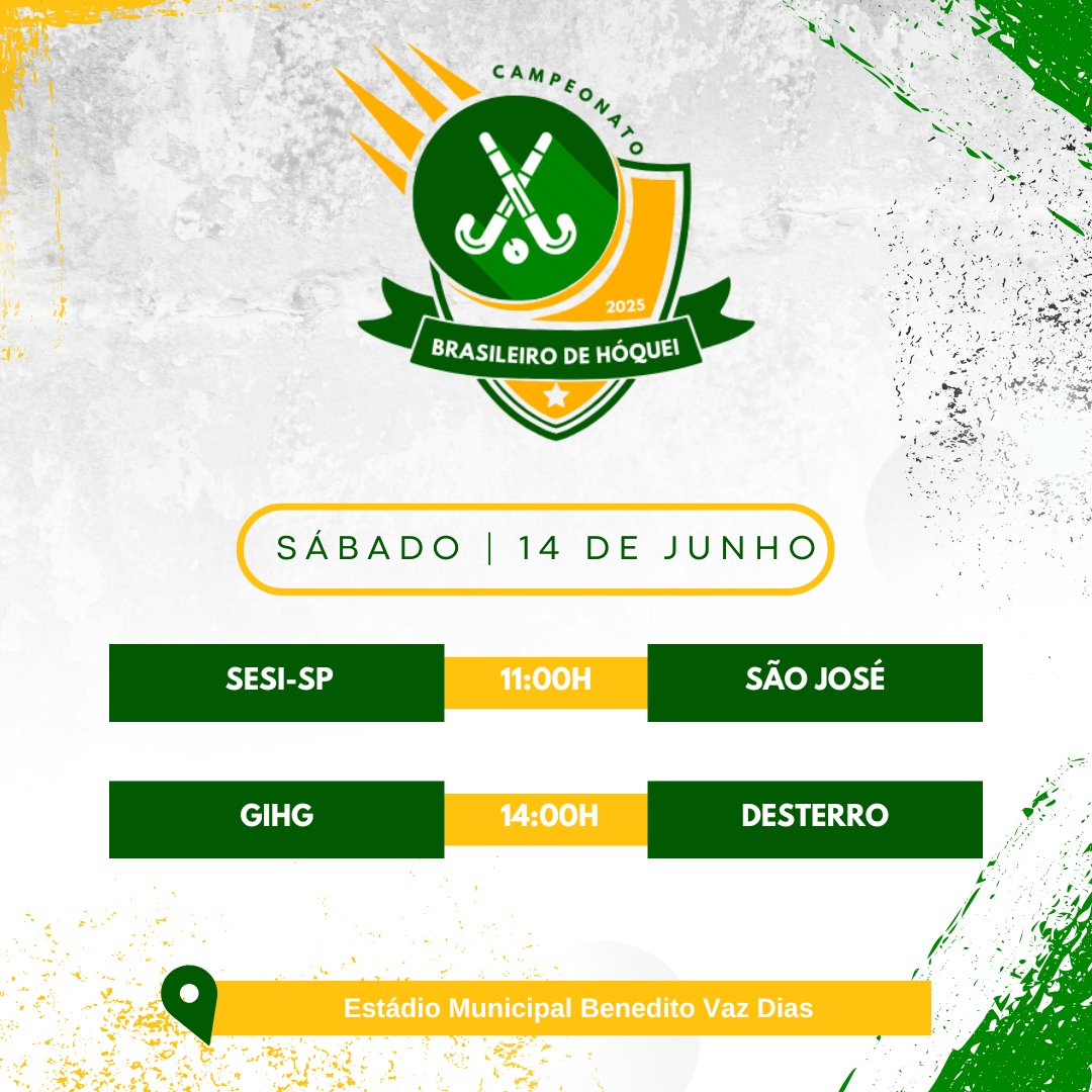 Segue a dica para este fim de semana! 🏑 Nos dias 14 e 15 de junho, o Campeonato Brasileiro Adulto de Hóquei sobre a Grama irá agitar Campos do Jordão (SP)! O Estádio Municipal Benedito Vaz Dias será palco de três jogos eletrizantes com entrada gratuita! A gente espera você!