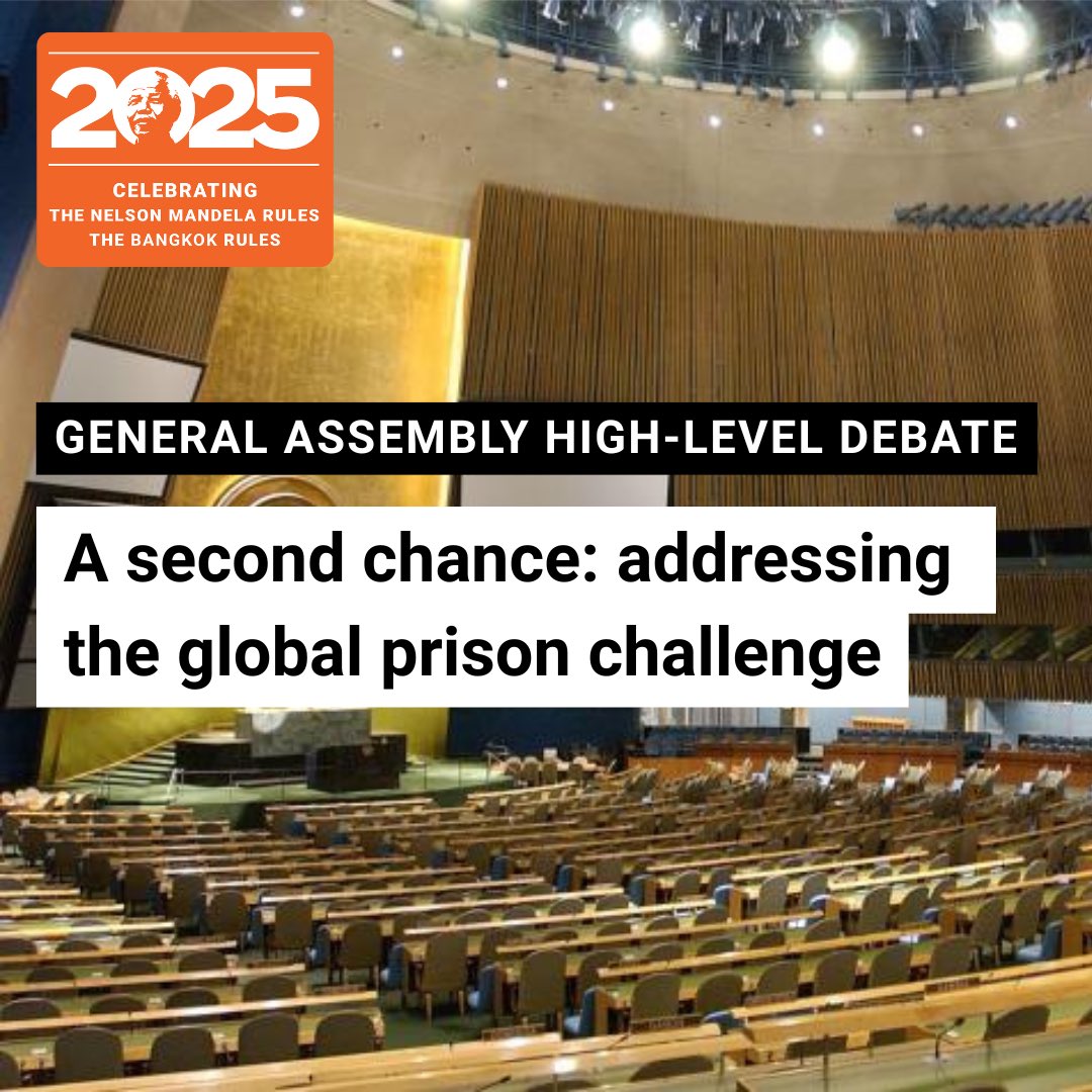 🔴 HAPPENING NOW!

#UNGA debate on the progress made in 10 years of the #MandelaRules - plus the major challenges that remain for the world's prisons.
 
Let's make 2025 a year of action on prison and penal reform. 
 
Watch now: bit.ly/43G8xiL
 
#PrisonersMatter