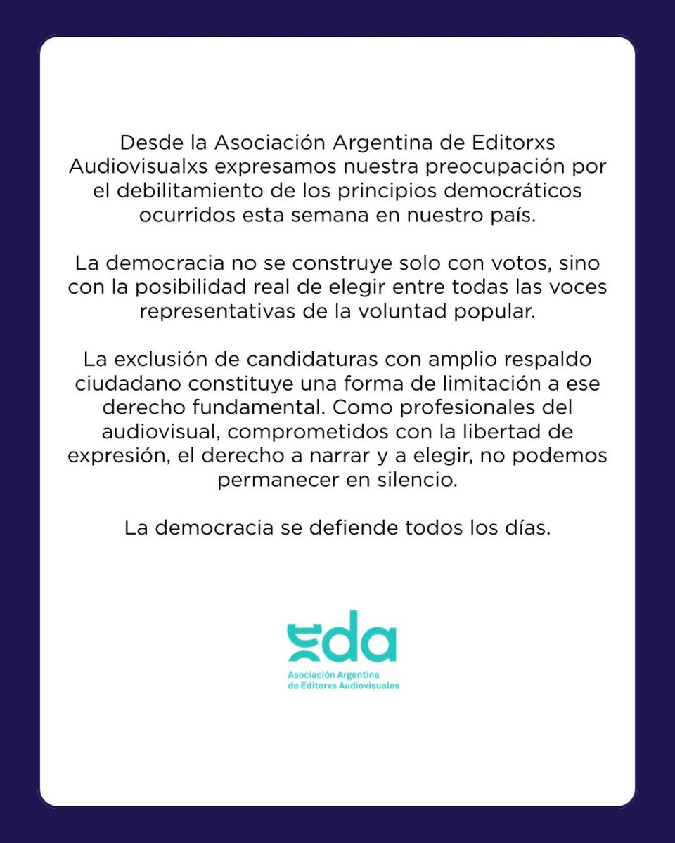 La #democracia se defiende todos los días.
Comunicado de EDA 👇