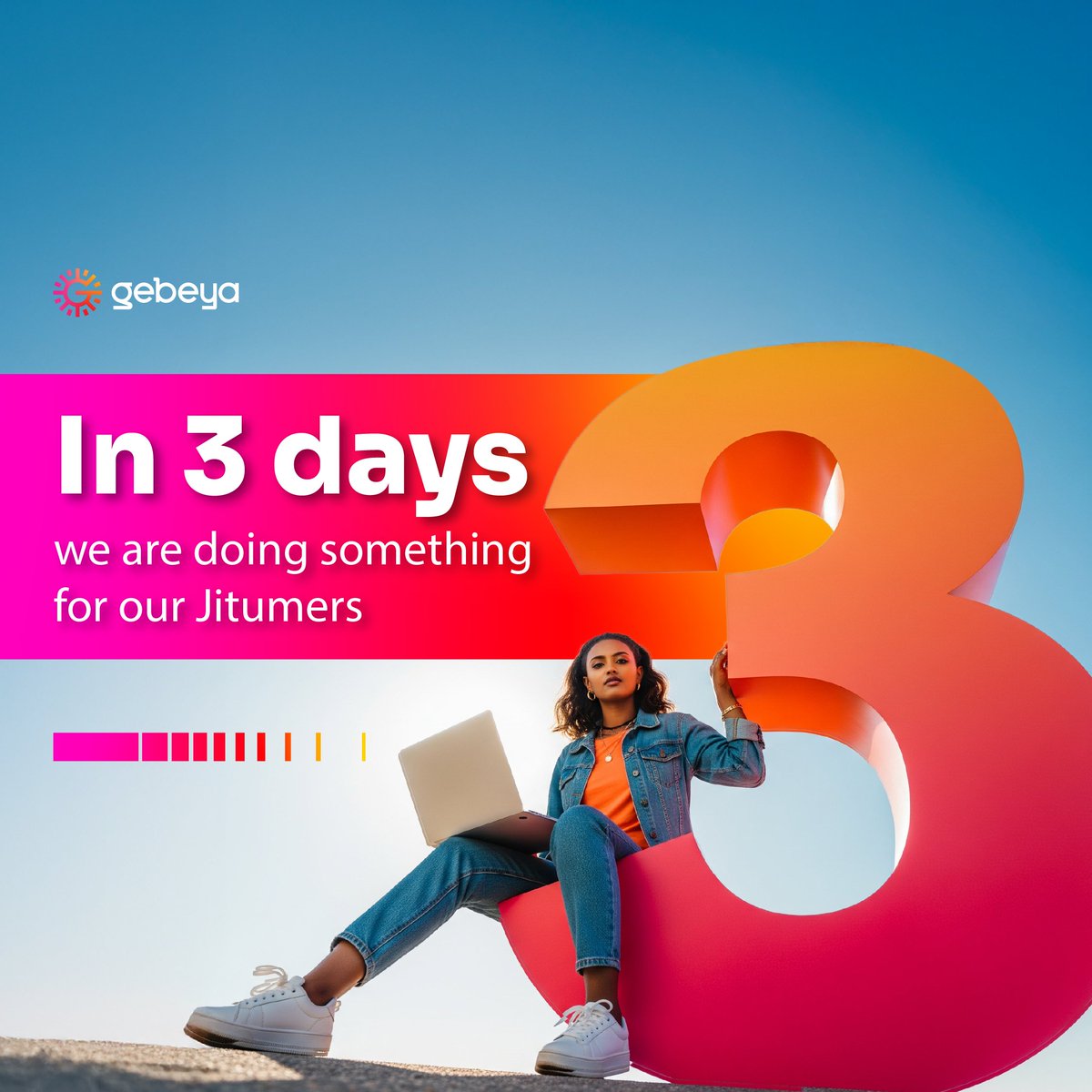 In 3 days, our Jitumers are getting a happy surprise. 

A surprise that will make it a lot easier to be seen and booked.

Stay tuned. And if you haven't set up your Gebeya Jitume page, you can do so here: jitume.gebeya.com/?utm_source=X&…

#AfricanEntrepreneurs #GebeyaJitume