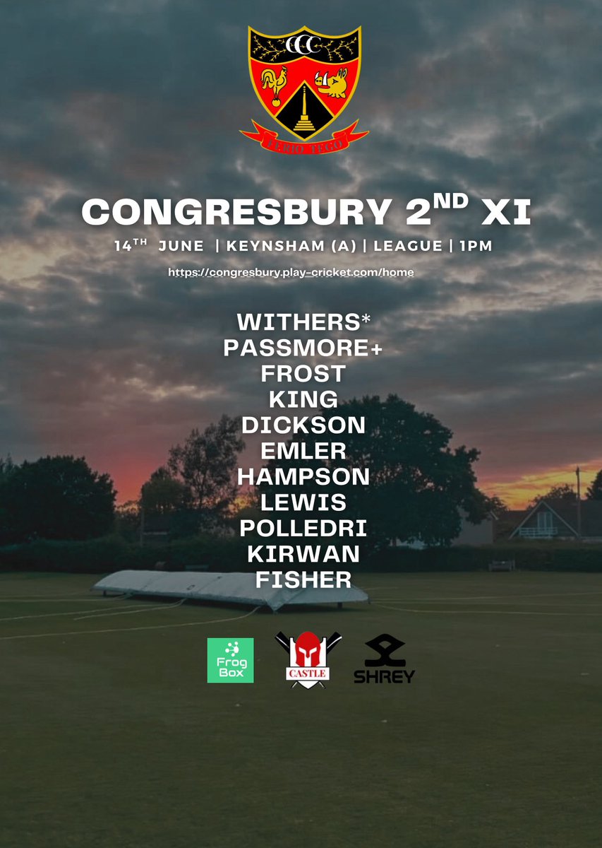 🏏 A big double header against Keynsham this weekend for our senior teams!

🏡 The 1st XI are at King George V handing a debut to Josh Palmer whilst the 2nd XI take on Keynsham at Chew Magna!

👊🏼 Good luck both sides!

#Congo #WEPL