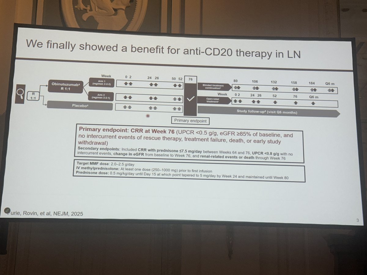 ISGD_la's tweet image. 🐺 Depleción de células B en lupus nefritis🧵 (1 /3)

#PodocyteConference 🐙 @BradRovin

💉 Obinutuzumab

&amp;lt; ⬇️ TFGe
&amp;lt; proteinuria
⬇️ recaídas 

🛡️ no se modifica según niveles de IFN

✅ funciona en células plasmáticas de larga vida 

✅ biomarcadores

@ISGDtweets
@PodocyteIPC