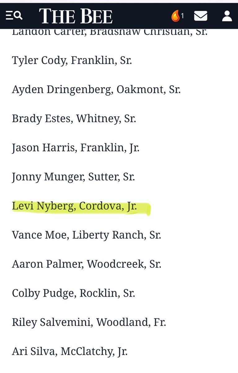 Congrats to our 2026 <a href="/nyberg_levi/">Levi Nyberg</a> for being selected to the Sac Bee All Metro 1st Team. Another great year kid! ⚾️🚩⚔️💪 <a href="/FCUSD_Athletics/">FCUSD Athletics</a> <a href="/chs_CoachScott/">Scott Ahlstrom II</a> <a href="/DigsPitcher/">Pitcher DIGS</a> <a href="/SacMaxPreps/">Sac-Joaquin MaxPreps</a> <a href="/sactosportscntr/">SSC</a> <a href="/PremierPrepsNMP/">Nick Pecoraro</a> <a href="/SacBee_JoeD/">Joe Davidson</a>  sacbee.com/sports/high-sc…