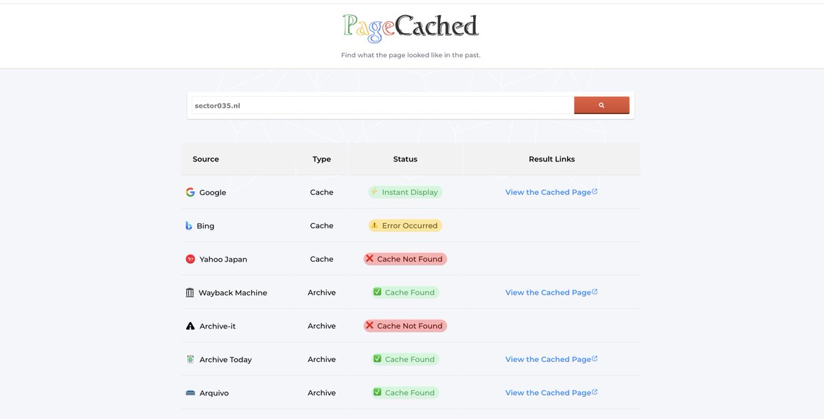 cyb_detective's tweet image. PageCached
A simple and free online service for finding old versions of web pages in search engine caches and web archives.
pagecached.com
#osint #socmint