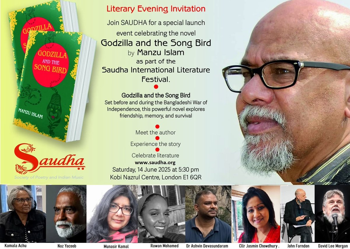 Saudha (@saudha01) on Twitter photo Saudha International Literature Festival | Manzu Islam | Godzilla & the Song Bird -Book-launch happening on Saturday 14 June at Kobi Nazrul Centre.
Free registration: 
eventbrite.co.uk/e/saudha-inter…
More on saudha.org Saudha International Literature Festival | Manzu Islam | Godzilla & the Song Bird -Book-launch happening on Saturday 14 June at Kobi Nazrul Centre.
Free registration: 
eventbrite.co.uk/e/saudha-inter…
More on saudha.org