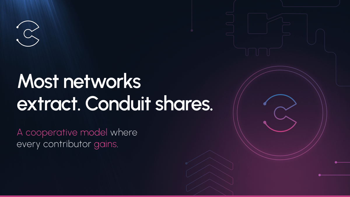 Most networks extract value. Conduit mutualizes it.

Sharing gains with every contributor. That’s more than a token model. That’s a blueprint for a cooperative, decentralized future.