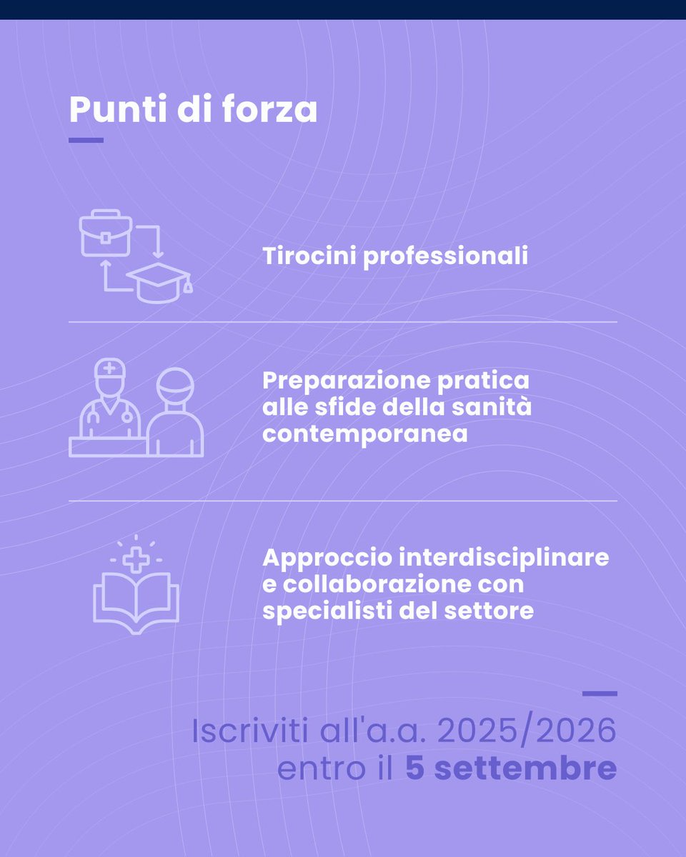 Aperte le iscrizioni alla Laurea Magistrale in Scienze Infermieristiche e Ostetriche #UCBM. Un percorso biennale tra lezioni e tirocini per formare professionisti capaci di innovare la sanità, contribuire alla ricerca e guidare il cambiamento➡️ bit.ly/45skREJ