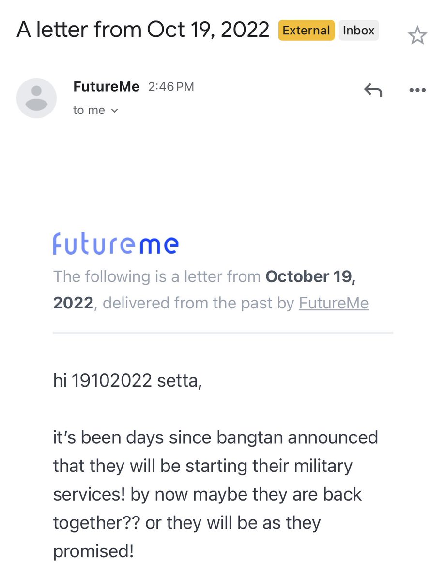 _annapanman's tweet photo. I made a letter for myself back in 2022, when the Tannies announced that they’re going to the military. And I received that letter today. 🥹

There are lots of things that happened in my life since October 19, 2022, but one thing’s still the same — my love for Bangtan remains. https://t.co/vhDPalqWbP