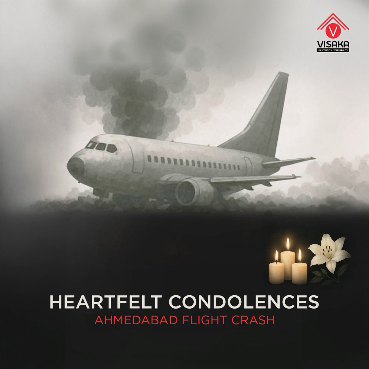 atumroof's tweet photo. We are deeply saddened by the Ahmedabad flight crash. Our thoughts are with the victims and their families during this difficult time.

#Ahmedabad #FlightCrash #Condolences #ahmedabadflightcrash #flightcrash #boeing787 #visaka #flightcrashed https://t.co/ynPfeFiufS
