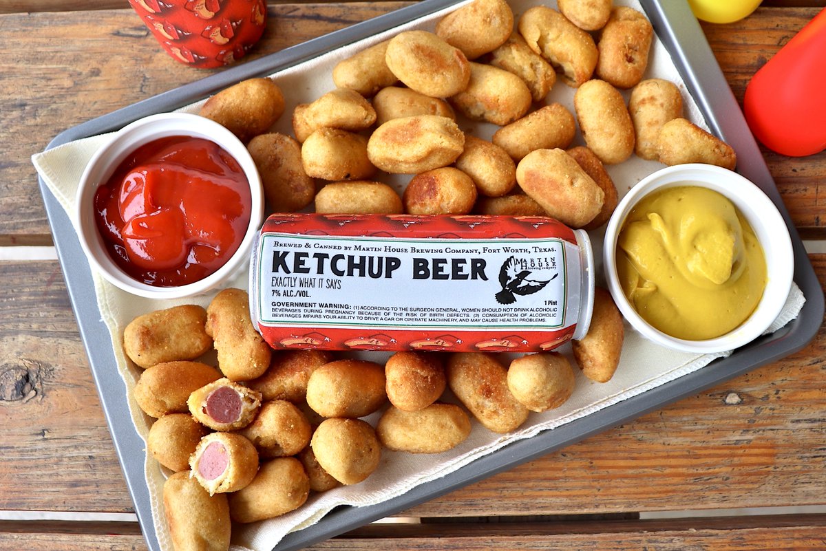 MartinHouseBrew's tweet image. This bad boy is dropping today in the taproom. Small batch ketchup beer for Glizzy Fest. Tastes like salty lady michelada. It's a banger. If you got buddies in DFW tell em Glizzy Fest is going down tomorrow, Saturday, June 14th, 12-5pm. Good times!