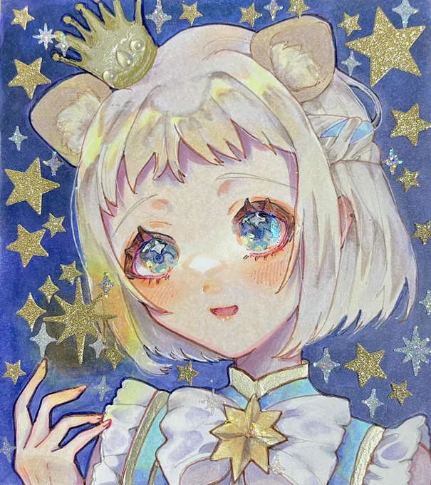 リーリヤちゃん色紙です 上手く撮れてないのですがこちらもセルフ箔とシールでキラキラしてます₍ᐢ._. ᐢ₎ #GSF01