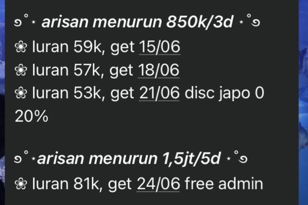 meifrnt's tweet photo. Hai hai di ceki ceki yukk arisan get terdekat arisan get akhir bulan pertengahan bulan ada semua disini

https://t.co/vcOMYTO5RZ…

#zonauangᅠ  #arisan https://t.co/HTslgAYfUW