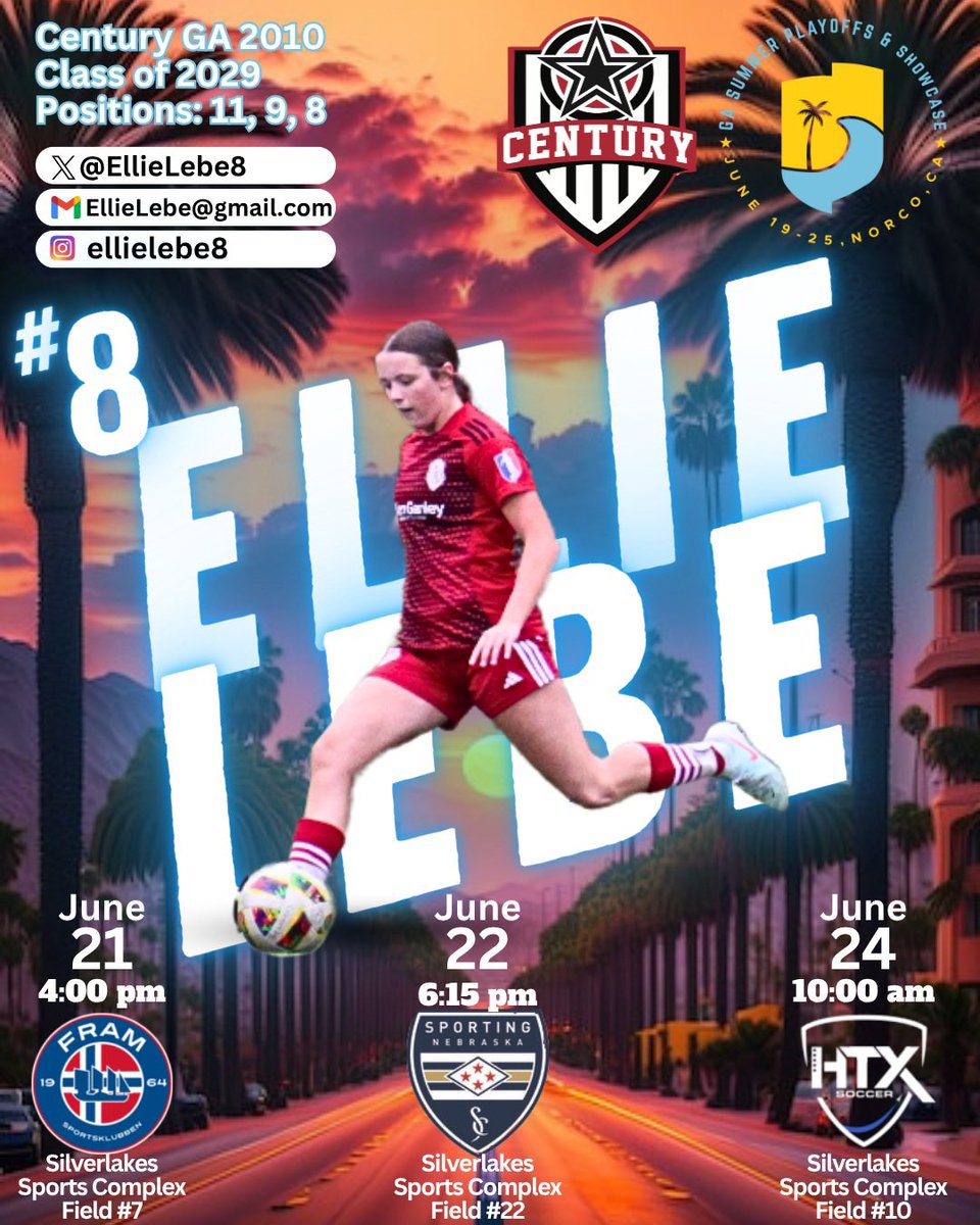 ellie lebe (@ellielebe8) on Twitter photo About a week away from <a href="/GAcademyLeague/">Girls Academy</a> playoffs!! Our <a href="/Century_Utd/">Century United</a> 2010 team has been working hard and are excited to play against great competition!!
<a href="/CoachEMarshall/">Erica Marshall</a> <a href="/ImYouthSoccer/">ECNL/GA/Recruiting/College Soccer</a> <a href="/TopDrawerSoccer/">TopDrawerSoccer</a> <a href="/JREskilson/">J.R. Eskilson</a> <a href="/TheSoccerWire/">SoccerWire</a> <a href="/PrepSoccer/">Prep Soccer ⚽️</a> <a href="/VicOlorunfemi10/">Victor Olorunfemi</a> About a week away from <a href="/GAcademyLeague/">Girls Academy</a> playoffs!! Our <a href="/Century_Utd/">Century United</a> 2010 team has been working hard and are excited to play against great competition!!
<a href="/CoachEMarshall/">Erica Marshall</a> <a href="/ImYouthSoccer/">ECNL/GA/Recruiting/College Soccer</a> <a href="/TopDrawerSoccer/">TopDrawerSoccer</a> <a href="/JREskilson/">J.R. Eskilson</a> <a href="/TheSoccerWire/">SoccerWire</a> <a href="/PrepSoccer/">Prep Soccer ⚽️</a> <a href="/VicOlorunfemi10/">Victor Olorunfemi</a>