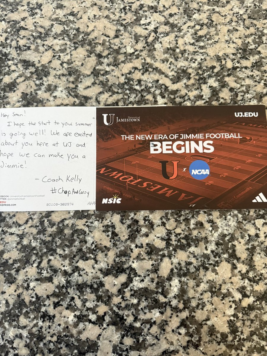 Sean_Stewart11's tweet photo. Thank you Coach @coach_skelly @CoachJFlaherty and @JimmieFootball for the letters! 
@CoachEricBecker 
@CoachZim_UJ 
@Coach_Mistro 
@CoachJake92 https://t.co/Tc4zC3K1tA