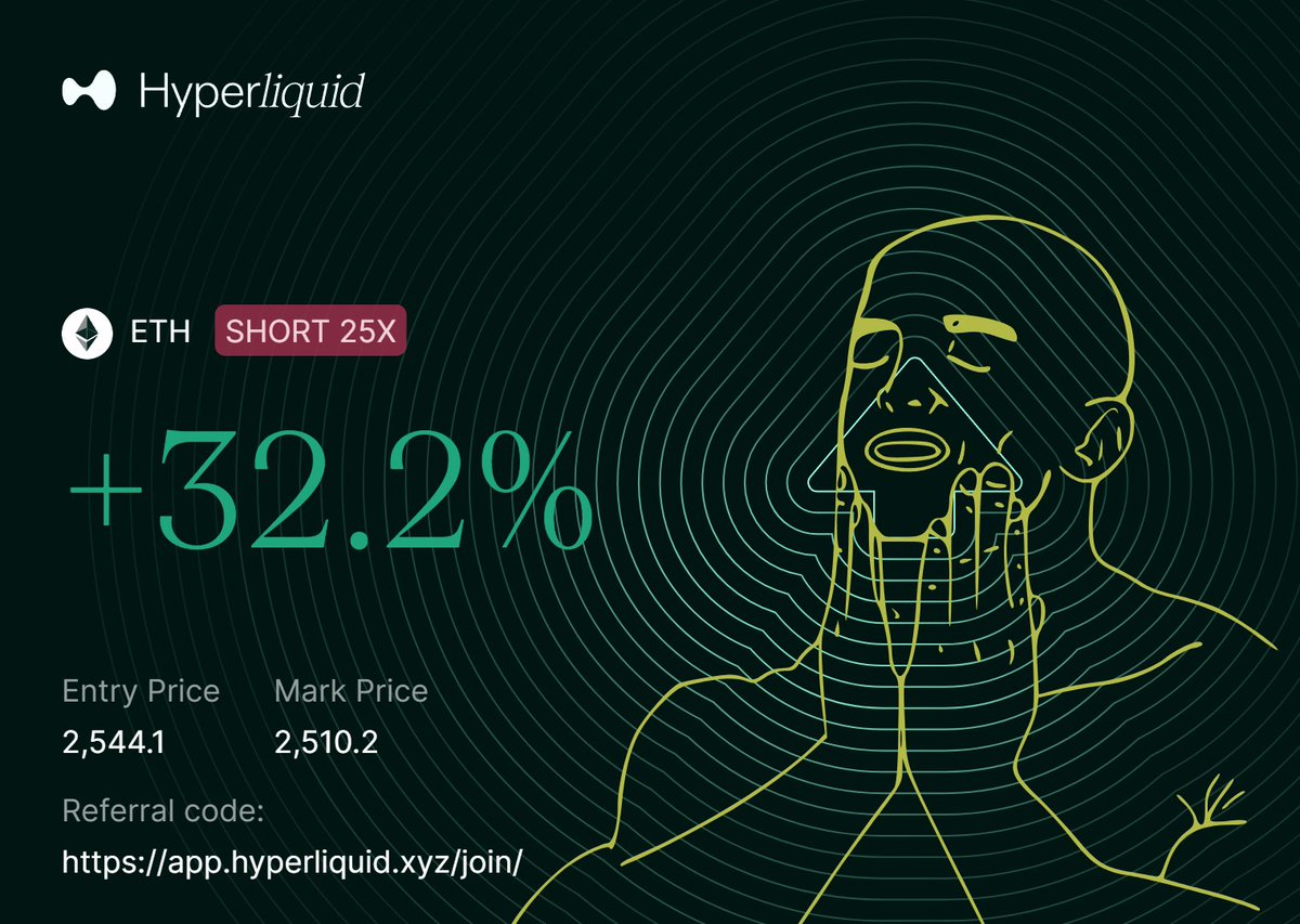 Trade $ETH perps seamlessly on <a href="/HyperliquidX/">Hyperliquid</a> using my referral code app.hyperliquid.xyz/join/