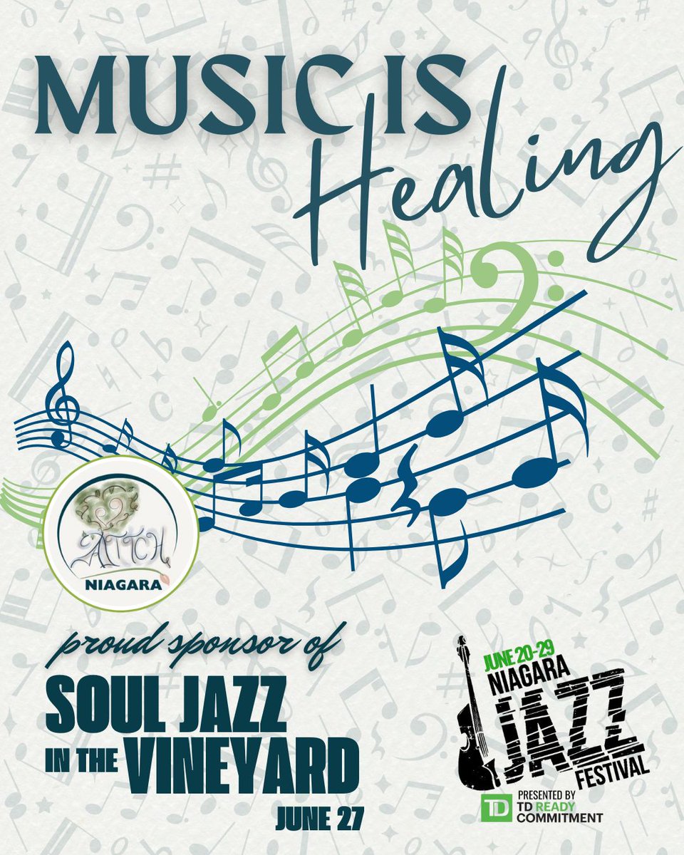 Music heals. 🎶 Join us June 27 at Henry of Pelham Winery for Soul Jazz in the Vineyard, part of Niagara Jazz Festival. Together, we find hope, connection &amp; healing through community and song. 

niagarajazzfestival.com/events/souljaz…

#MusicHeals #ATTCHNiagara #NiagaraJazzFestival