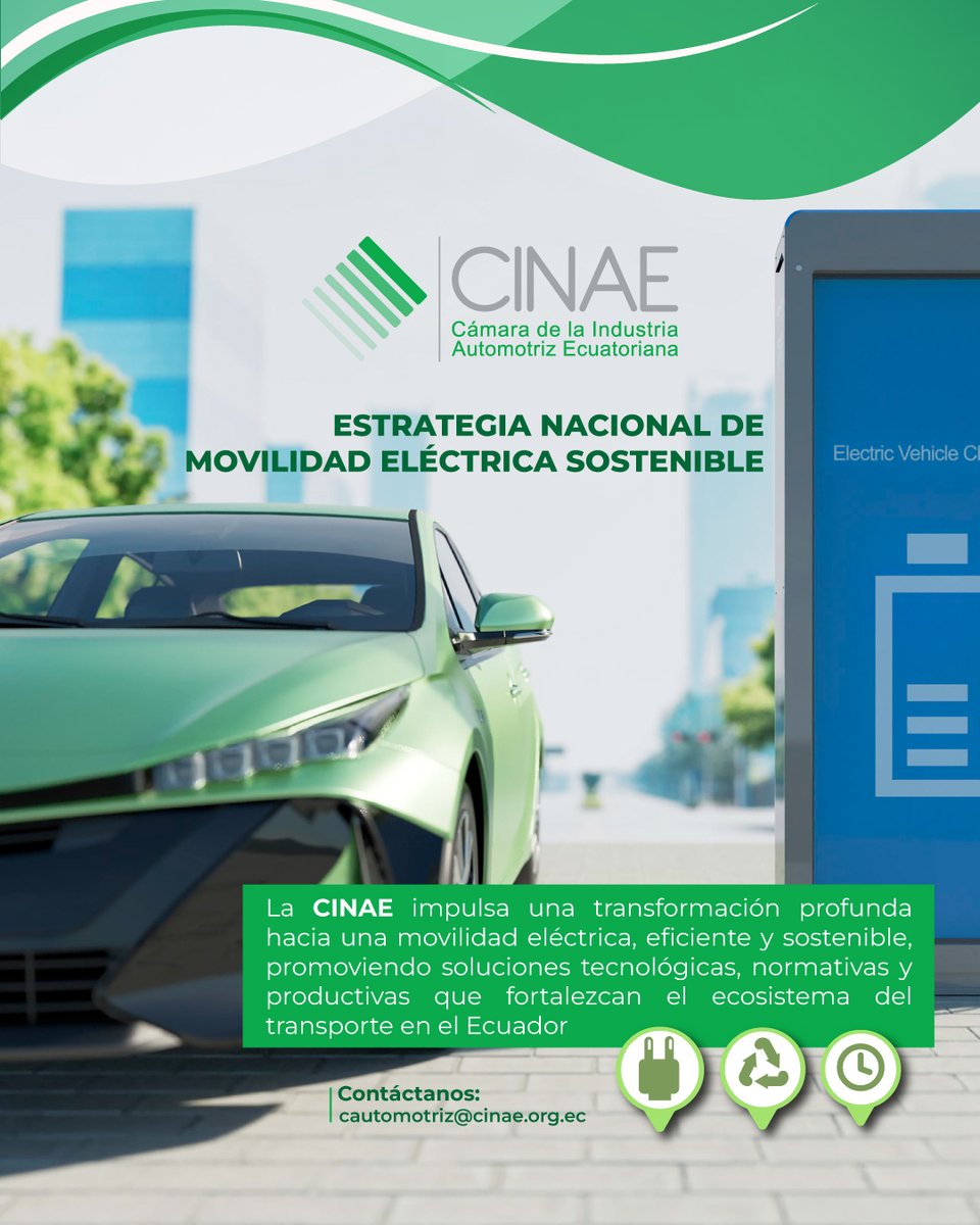 Un nuevo rumbo para el sector automotriz!

La CINAE trabaja junto a sus afiliados y las autoridades para consolidar un ecosistema de movilidad eléctrica en Ecuador.

¡El cambio ya está en marcha! Contáctanos para más información!