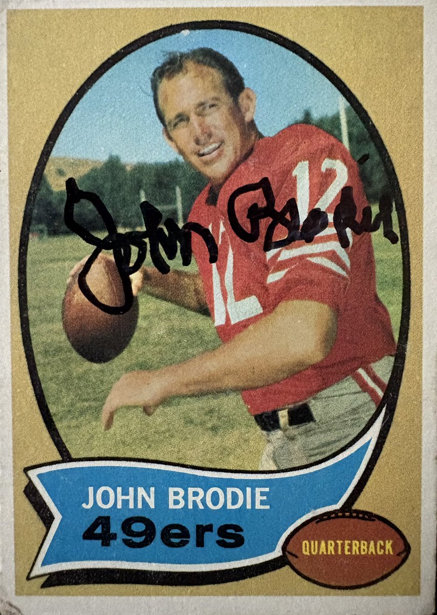 StarrsCards's tweet image. My 696th TTM auto (as well as my first success in about three months)!  49ers legend and 1970 NFL MVP John Brodie signed my card in 1,276 days!  Thanks a bunch! #TTMAutographs #TTMSuccess #GoBucks @cnterfield11 @PokeyTheBrave @IbreakCards @OhNoonan @budgetcollect