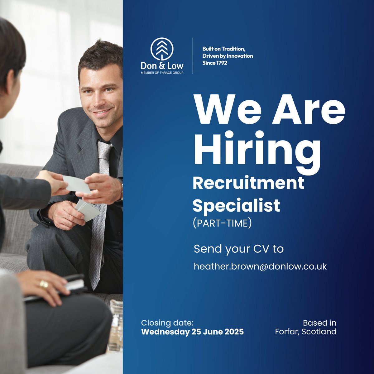 We’re Hiring: Part-Time Recruitment Specialist
Are you a seasoned recruitment professional with a firm grasp of social media and digital hiring platforms? Don &amp; Low is seeking a talented individual to fill a newly created role within our team.

🕒 Part-Time | 15 hours per week