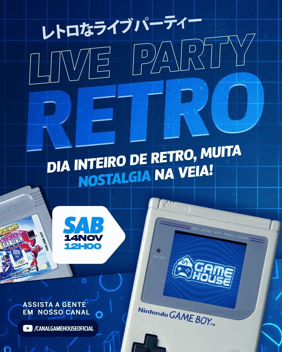 Amanhã minha galera temos nosso novo evento, Live Party Retro, o dia inteiro de jogos retros marcantes, muita coisa legal. Compareçam no nosso canal do Youtube! Esperamos todos lá!