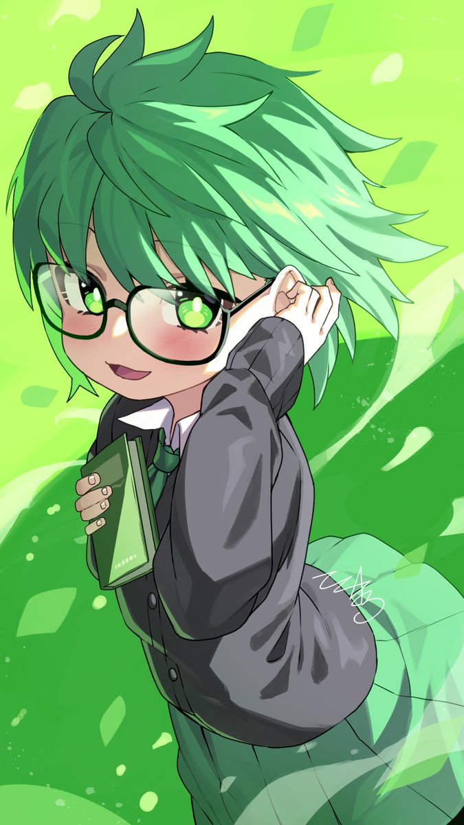 「【虹色×女子高生】Day 4 / 8 ポーズ :10 「……うん、この風、今日も」|とくまろのイラスト