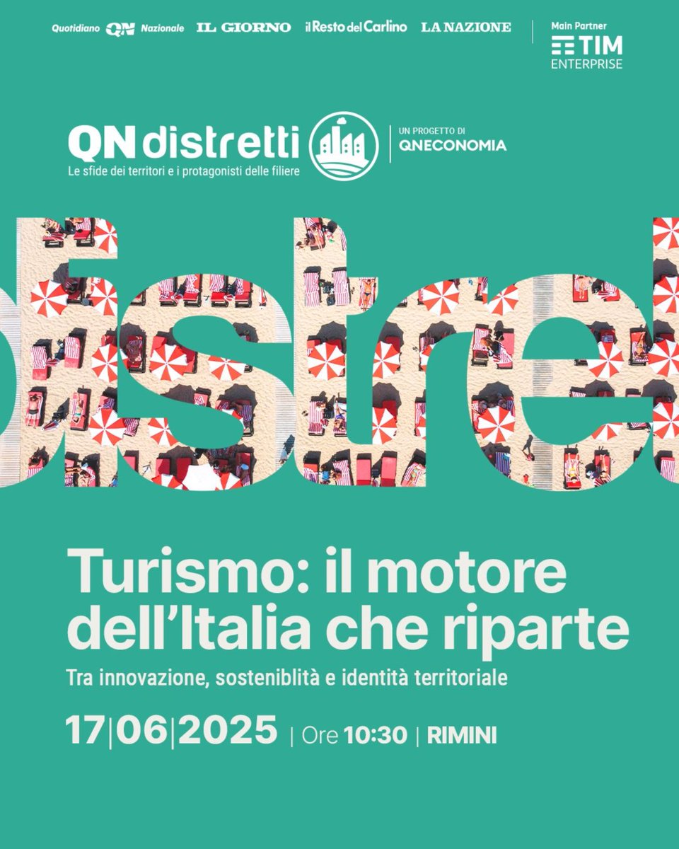 📍Turismo: il motore dell'Italia che riparte

<a href="/qnazionale/">Quotidiano Nazionale</a> all’interno del ciclo dedicato ai grandi ecosistemi produttivi del Paese, dedica un appuntamento al Distretto del #Turismo.

🎙 Tra gli ospiti la Presidente #ADSI Emilia-Romagna <a href="/BeaFontaineBo/">Beatrice Fontaine</a>.

quotidiano.net/eventi/distret…